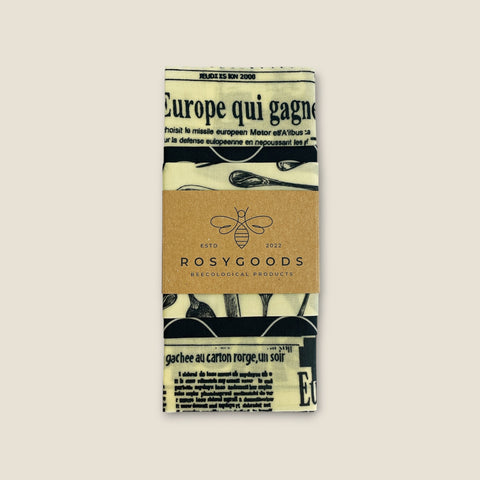 Enkele Beeswax Wrap 35x50cm Newspaper